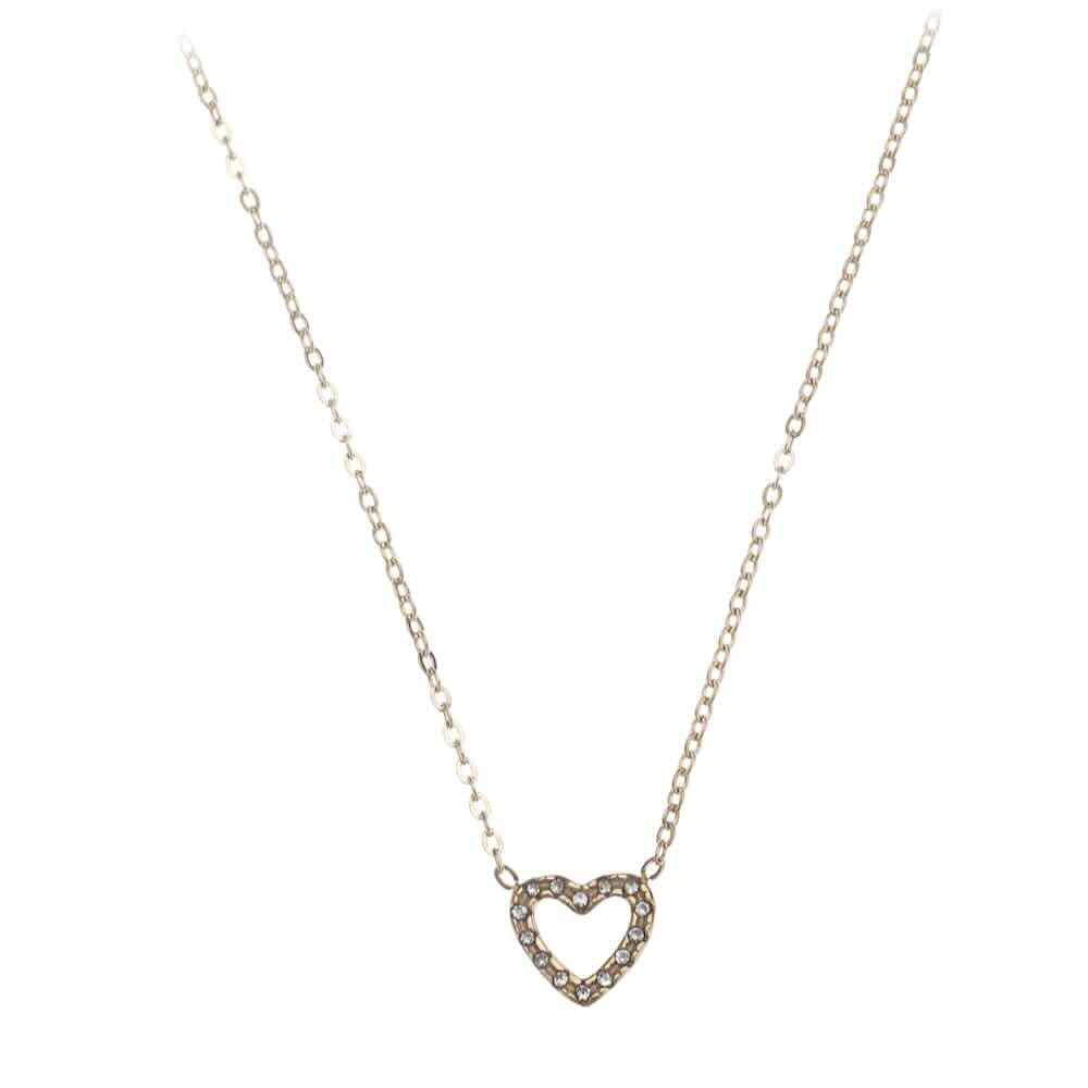 rose & camellia ketting open strass heart