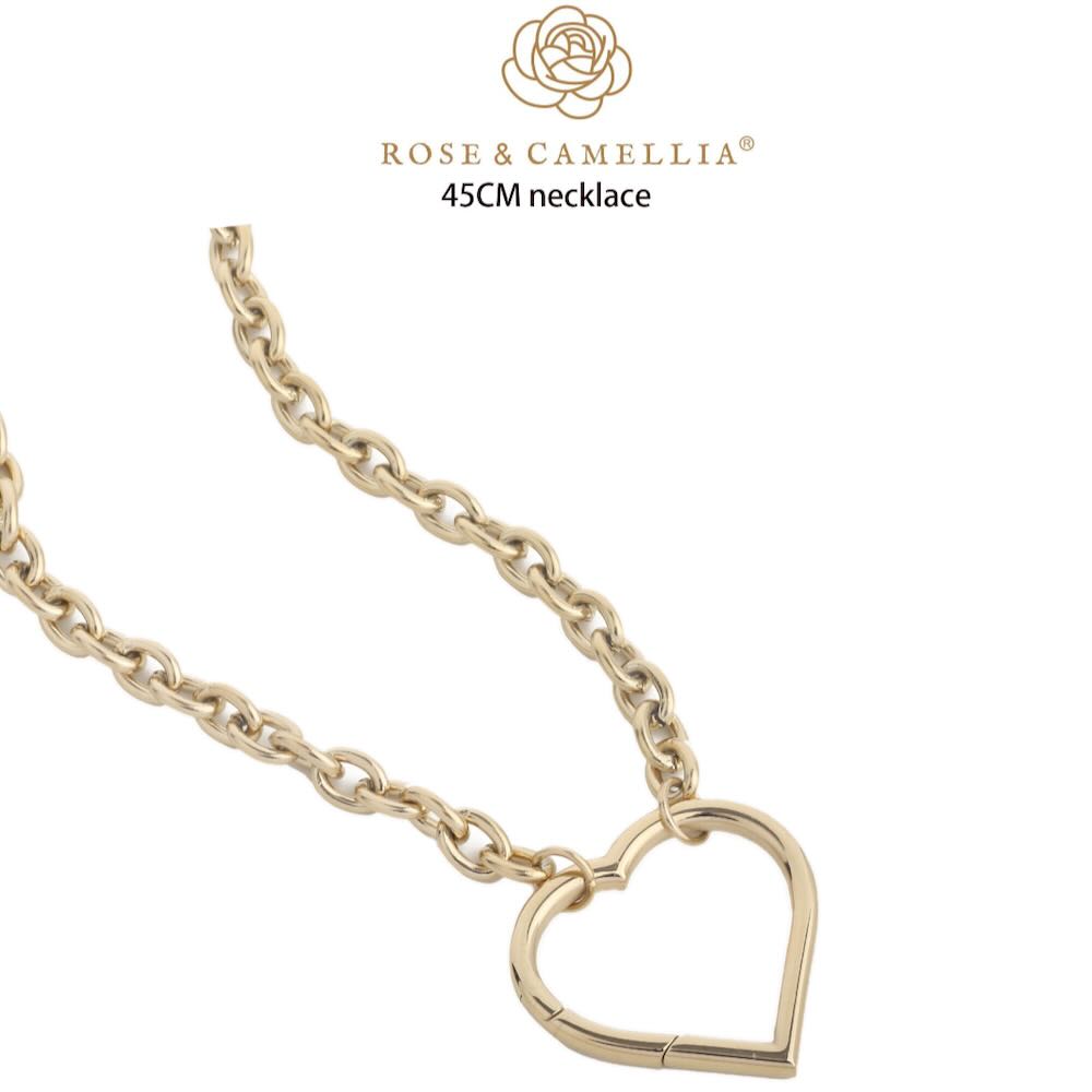 Rose & Camellia oval chain big heart