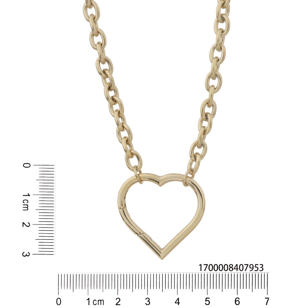 Rose & Camellia oval chain big heart