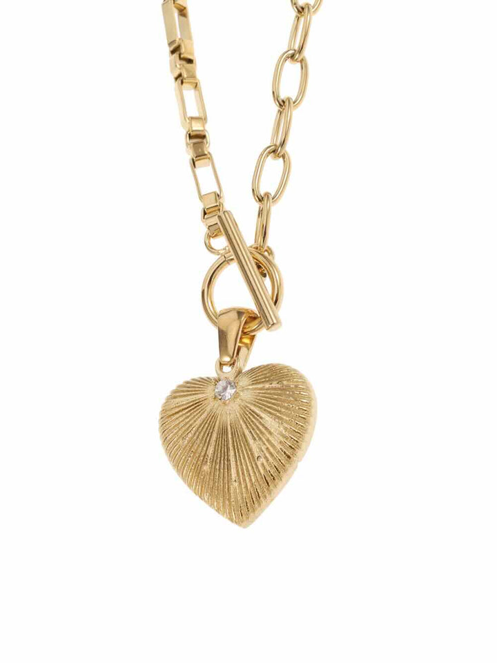 rose & camellia ketting gold heart