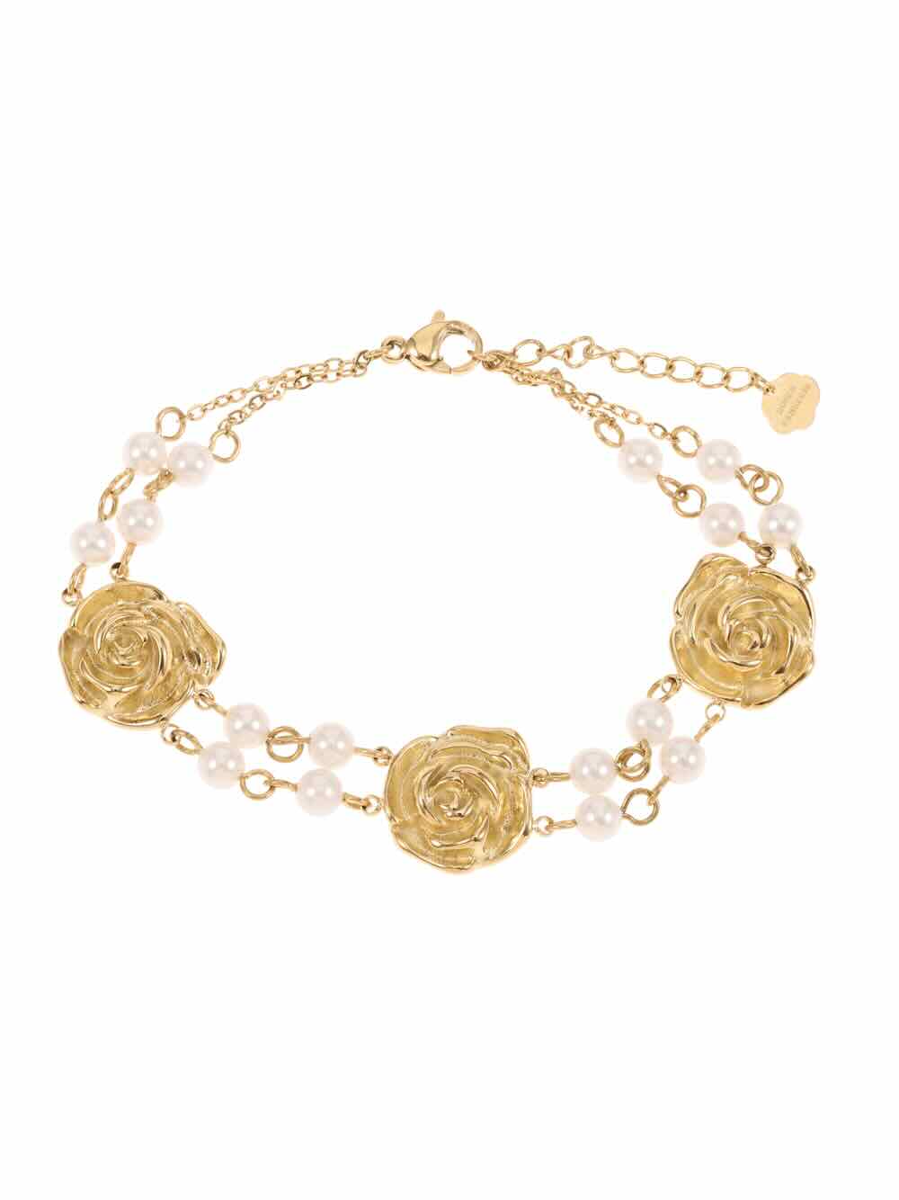 rose & camellia armband flowers pearls