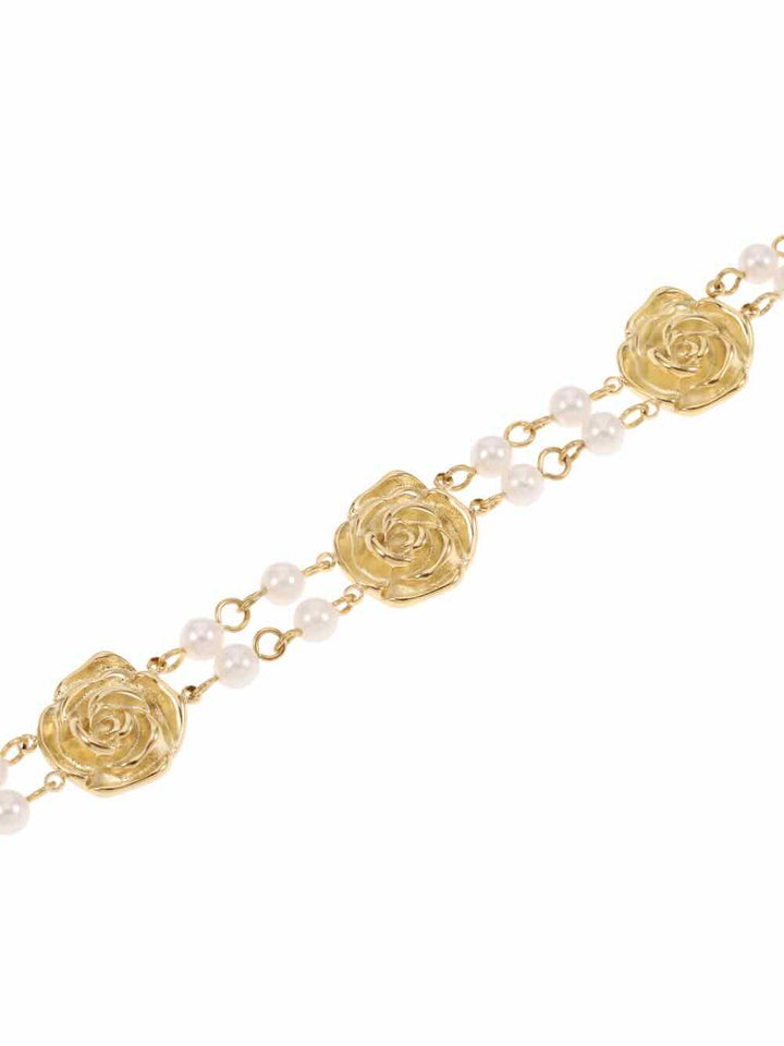 rose & camellia armband flowers pearls