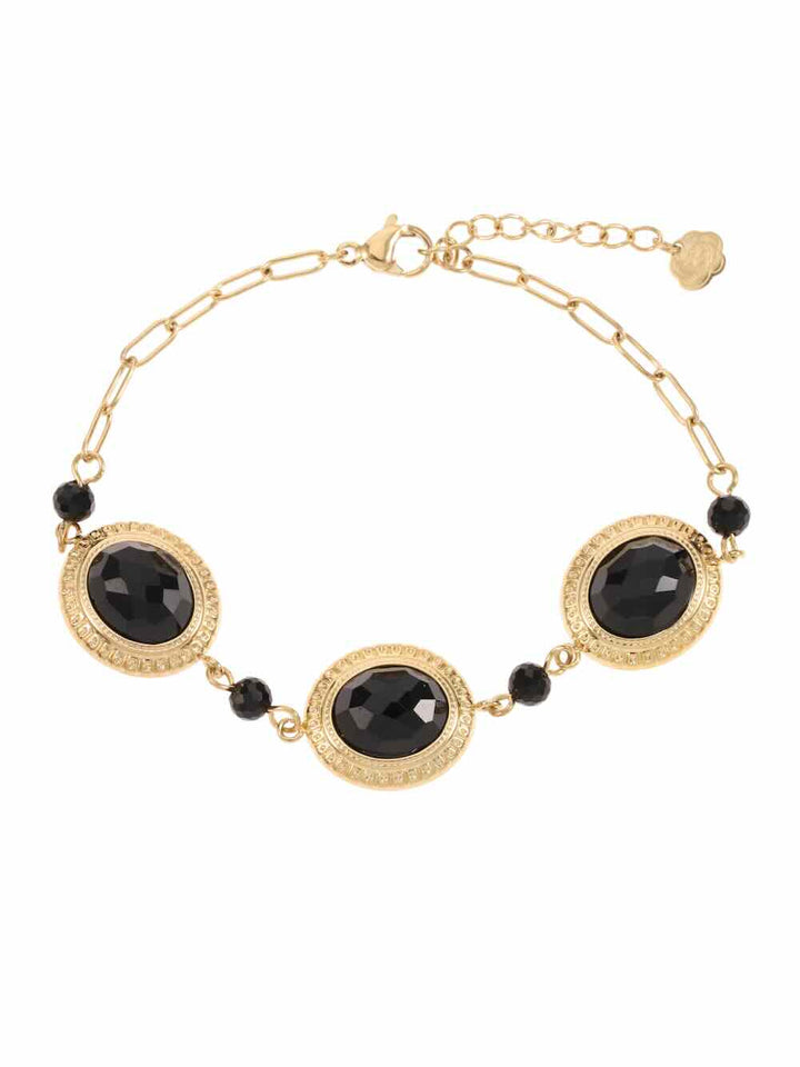 rose & camellia armband black stones