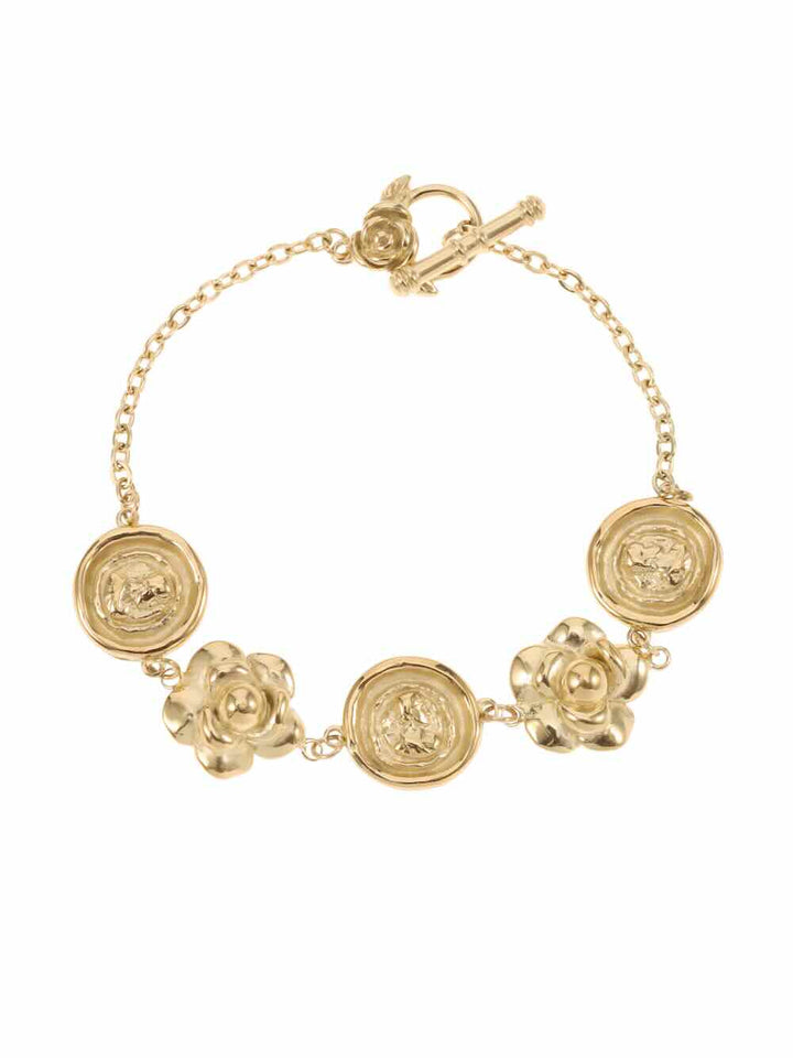 rose & camellia armband gold flowers