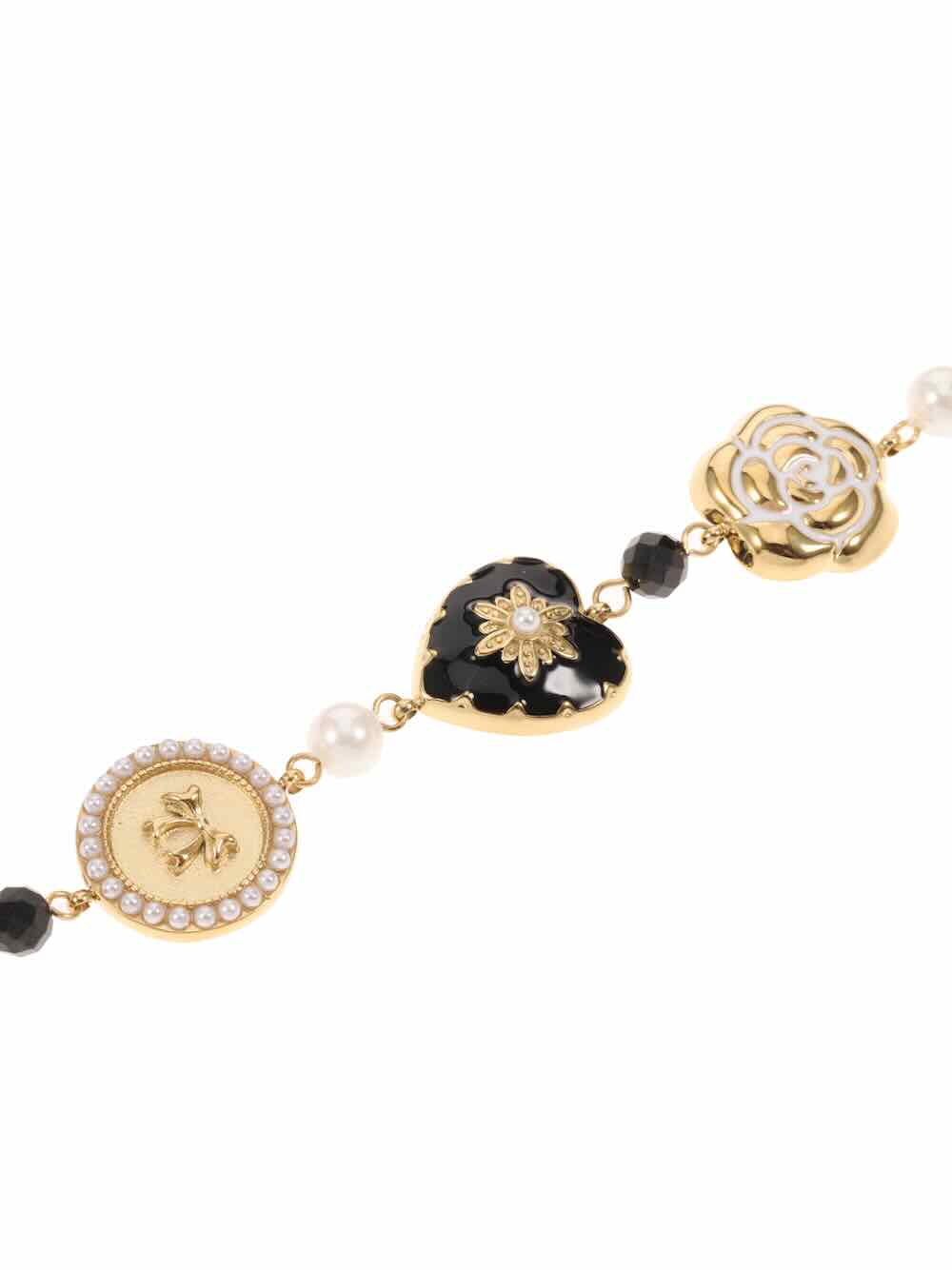 rose & camellia armband black and gold