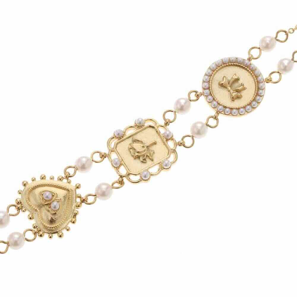 rose & camellia armband gold and pearls