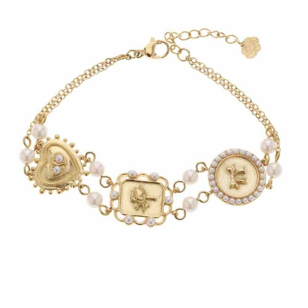 rose & camellia armband gold and pearls