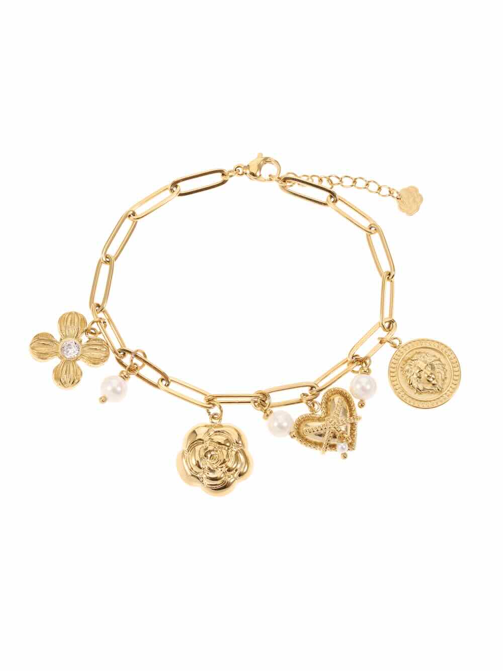 rose & camellia armband charms pearls