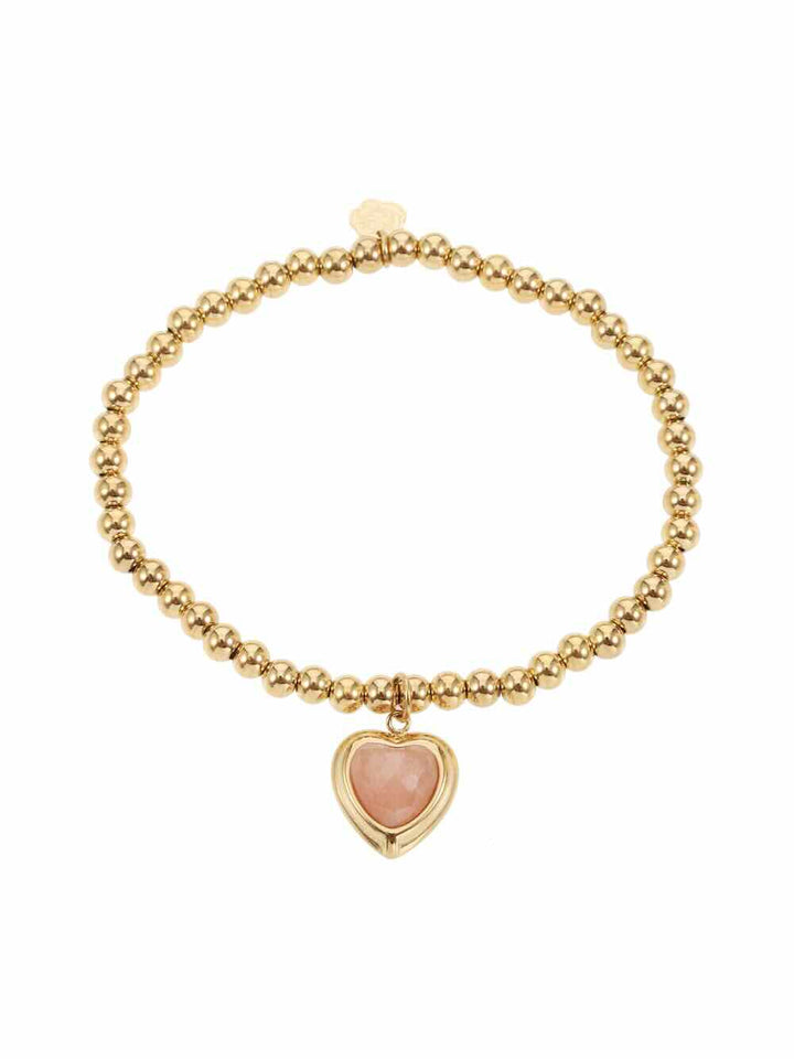 rose & Camellia armband charm heart old pink