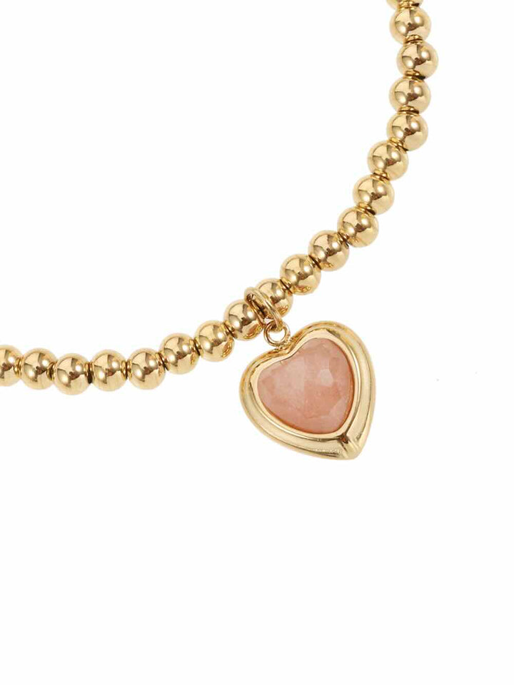 rose & Camellia armband charm heart old pink