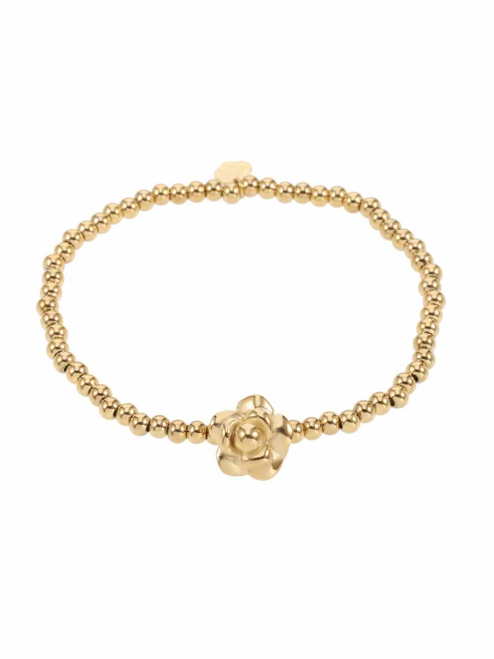 rose & camellia armband golden bead flower