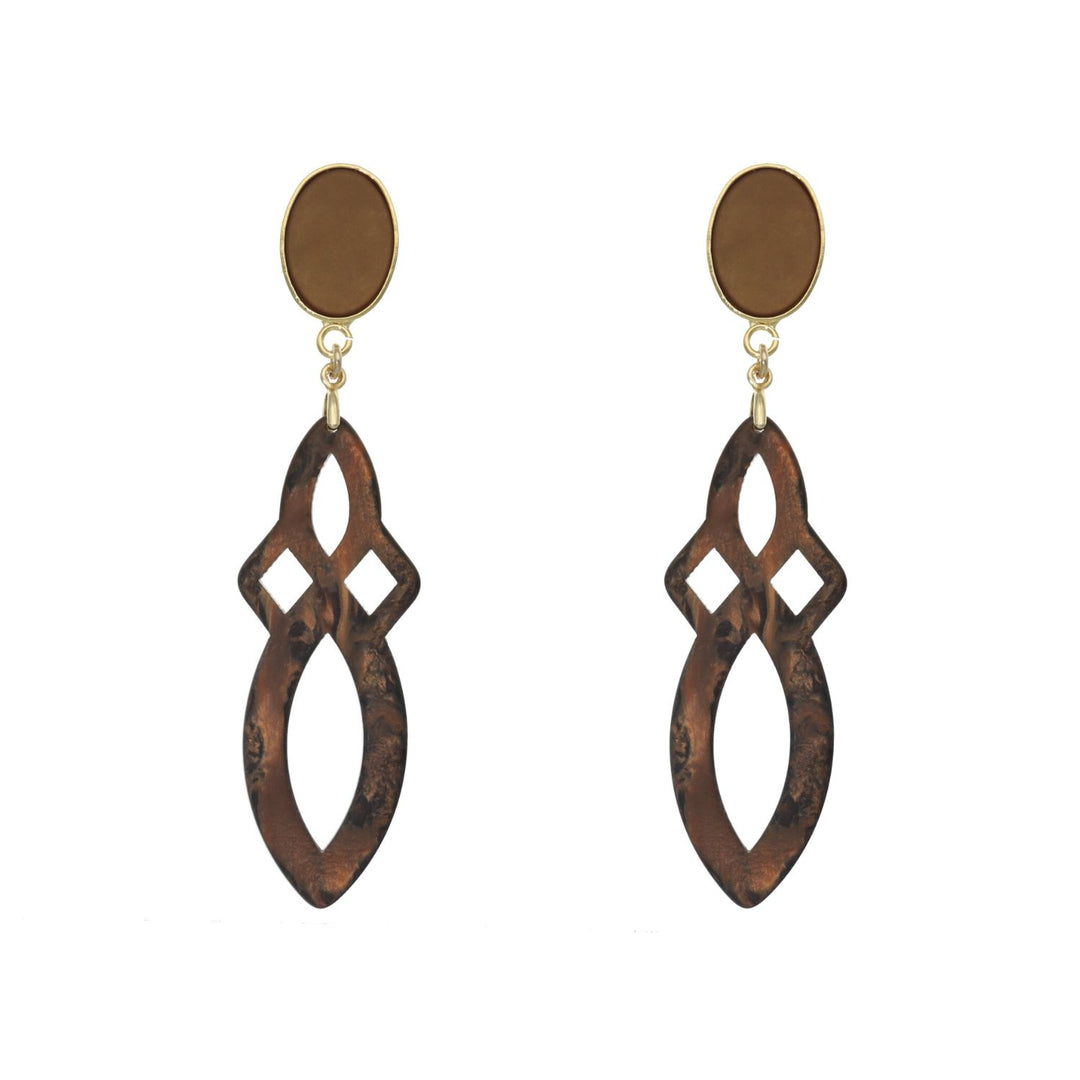 camps & camps dangling filigrain earrings brown