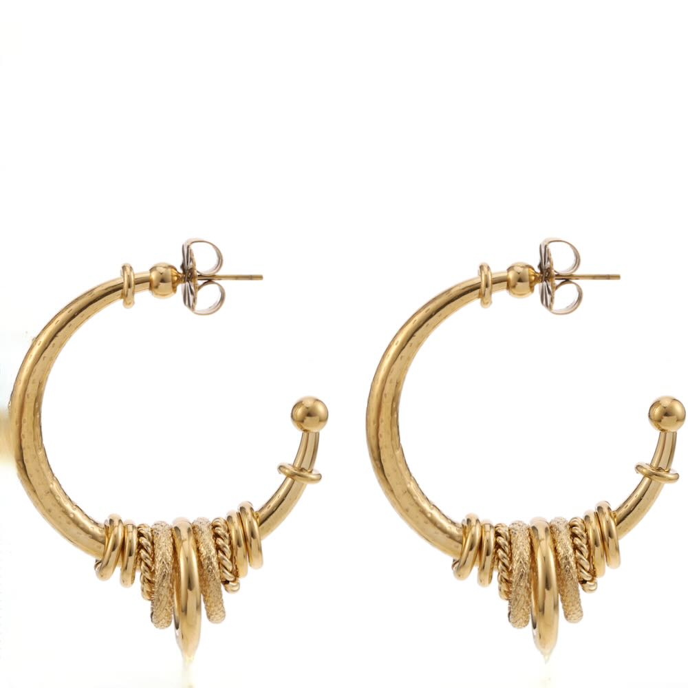 rose & camellia oorbellen golden beads hoops