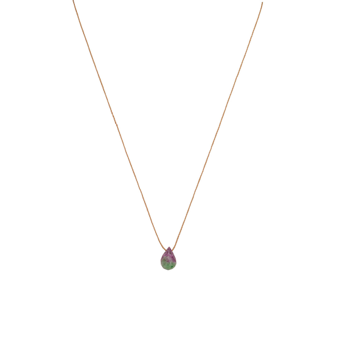 une a une ketting goutte rubis zoisite