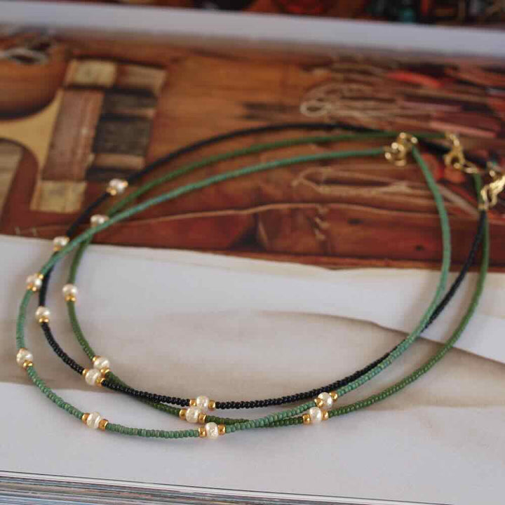 widaro ketting 5 pearl green/black (kies je kleur)