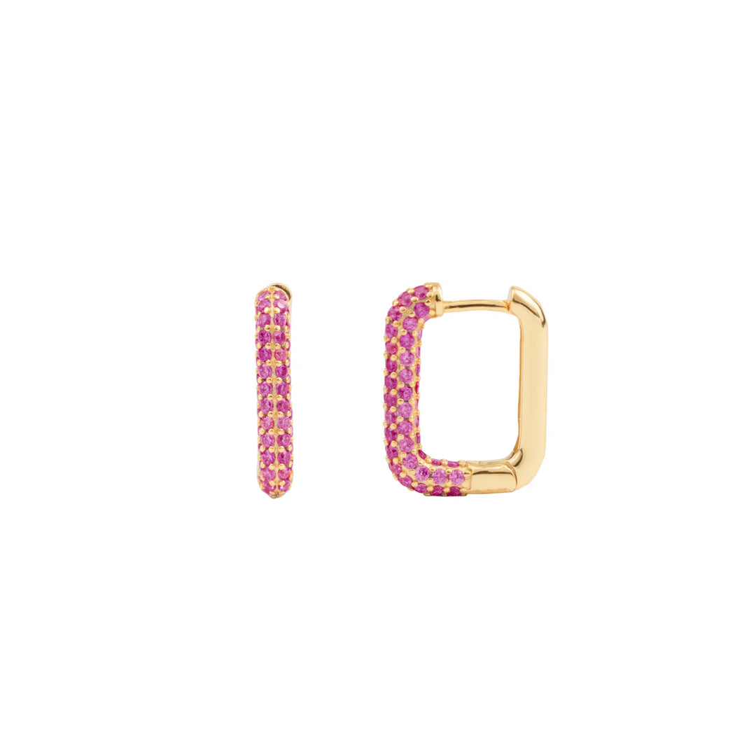 a new day amsterdam oorbellen huggie zirconia pink