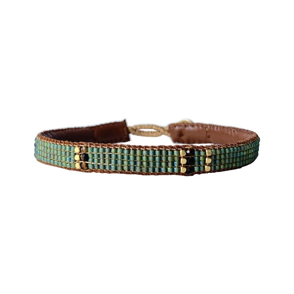 ibu jewels armband stone stripe bamboo green