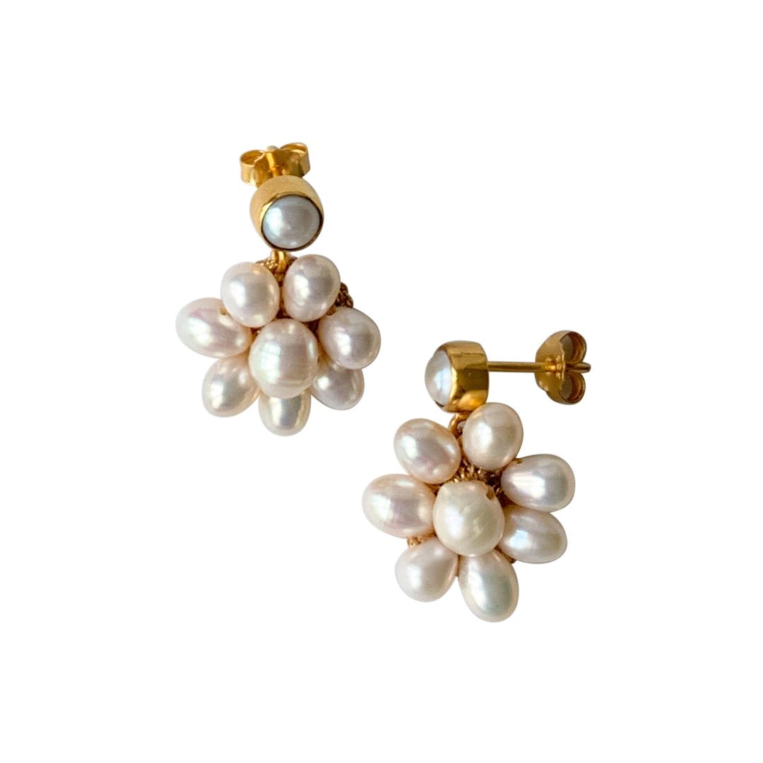 ibu jewels oorbellen flower pearl