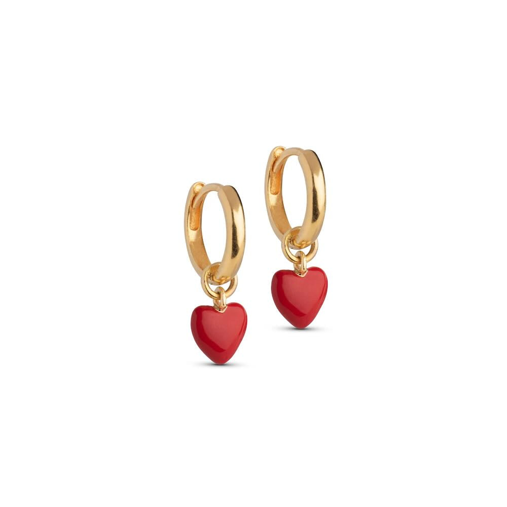 enamel oorbellen hoops amore red