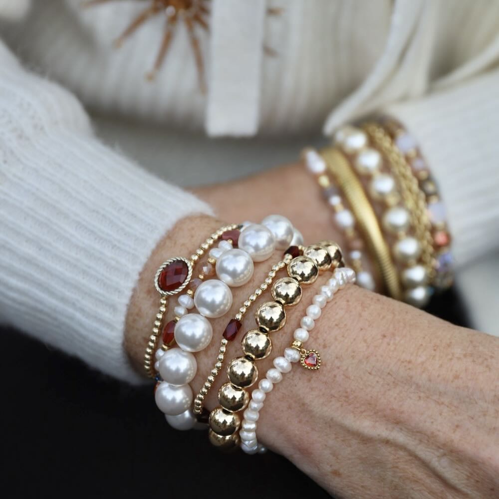 widaro armband sweet pearls heart (kies je kleur)