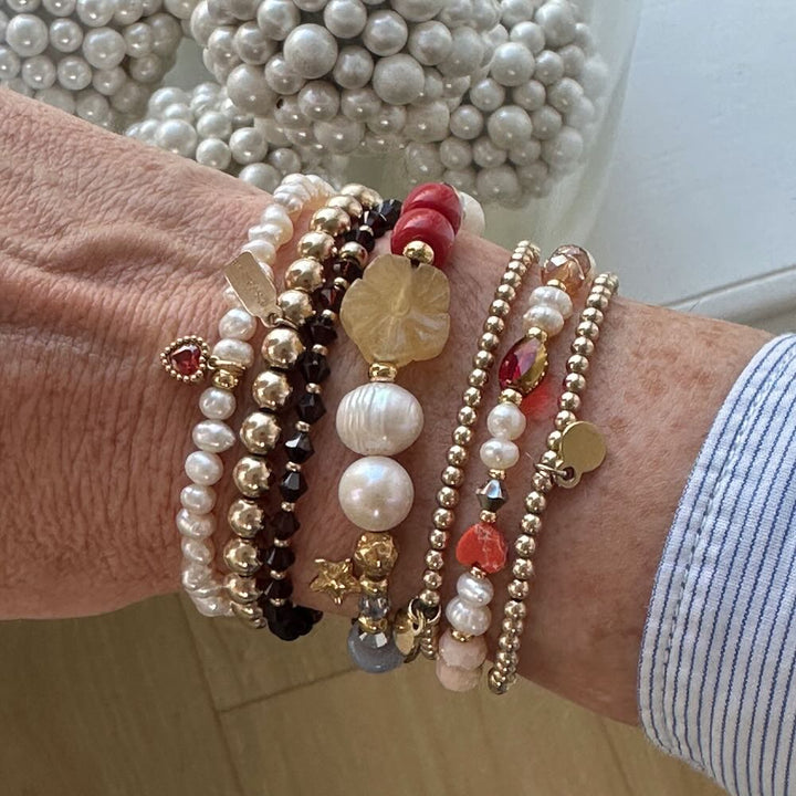 widaro armband pearls and hearts (kies goud/zilver)