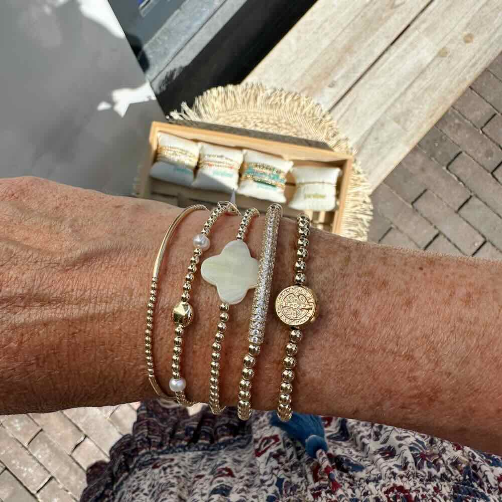 pscallme armband clover pearl gold