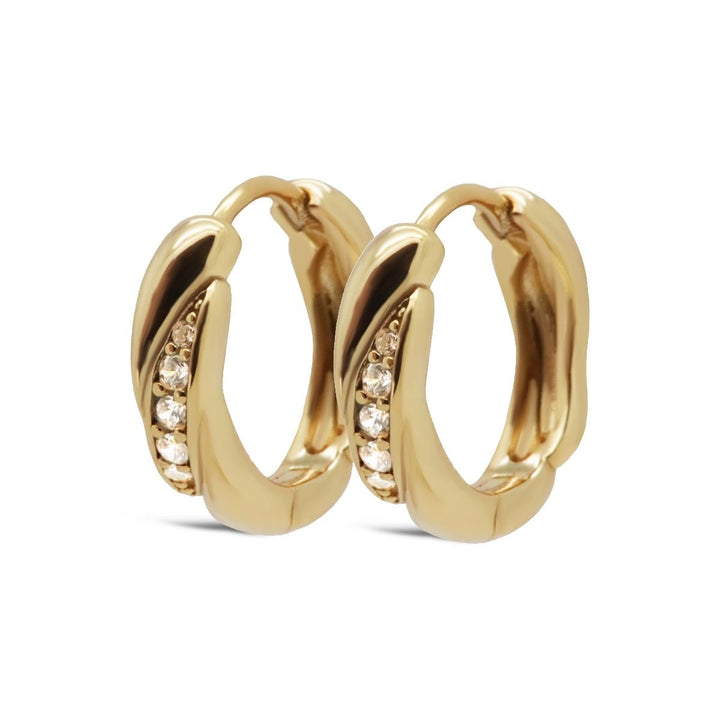 karma hinged hoops zirconia milia swirl (kies goud/zilver)