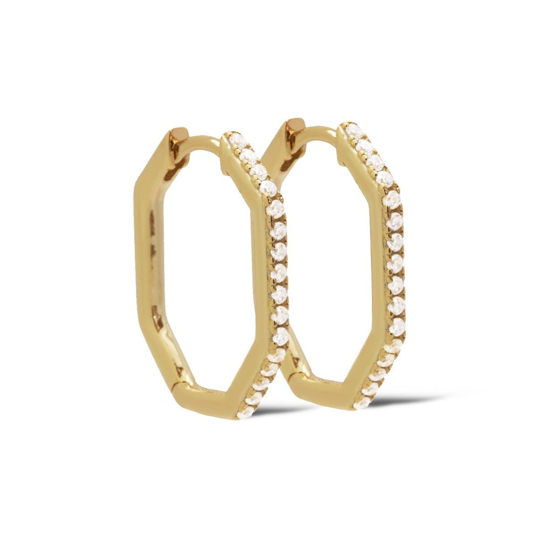 karma hinged hoops zirconia nika hexagon (kies goud/zilver)