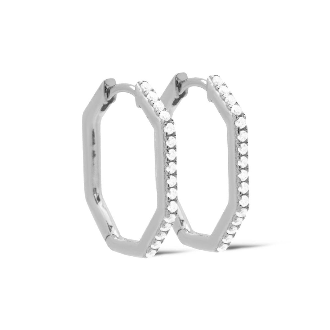 karma hinged hoops zirconia nika hexagon (kies goud/zilver)