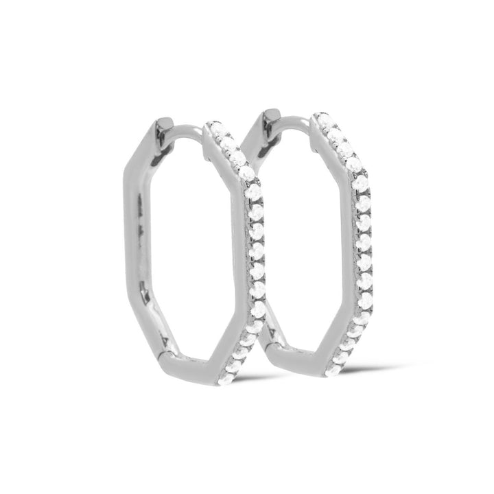 karma hinged hoops zirconia nika hexagon (kies goud/zilver)