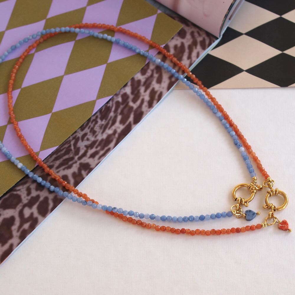 widaro halflange ketting light blue/ orange (kies je kleur)