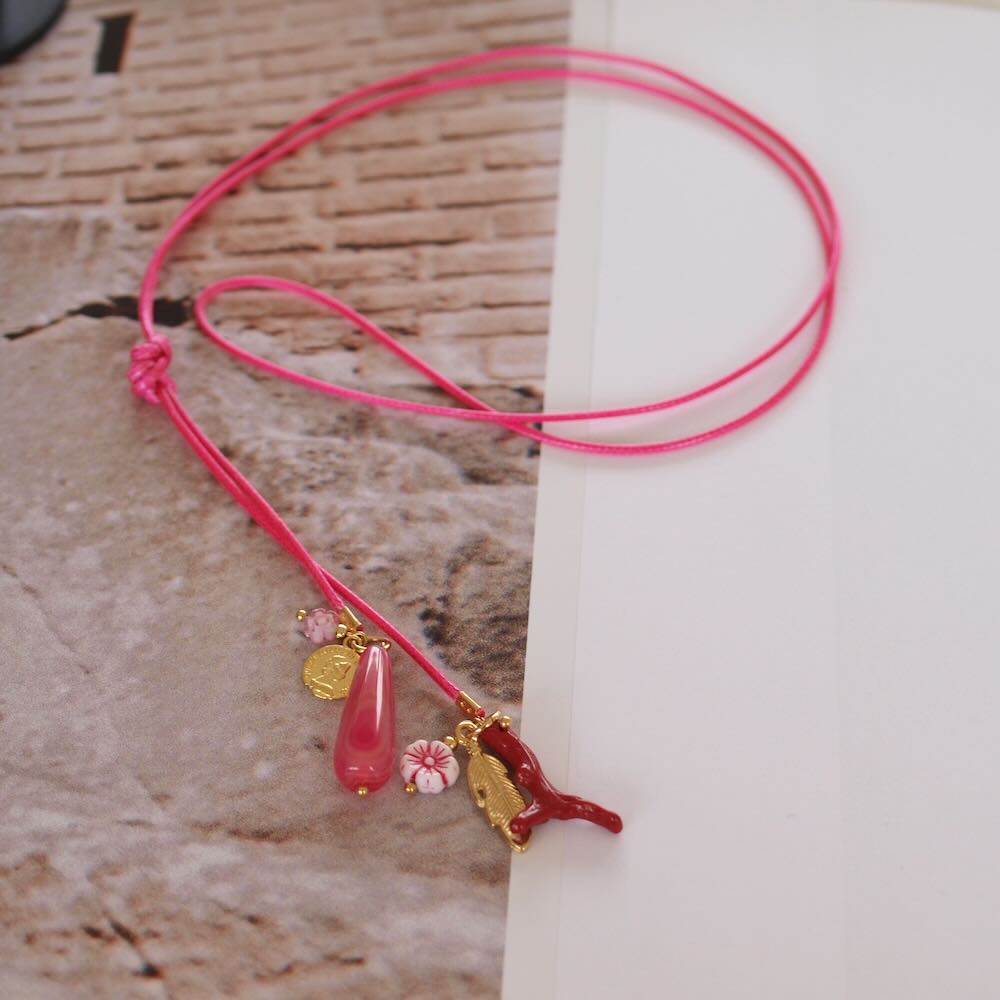 widaro lange ketting cord fuchsia