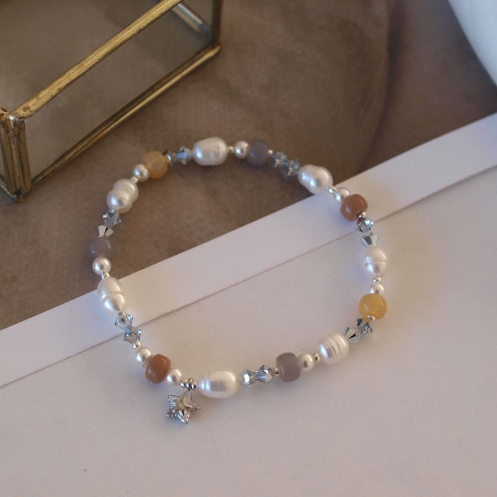 widaro armband pearls and naturel (kies goud/zilver)