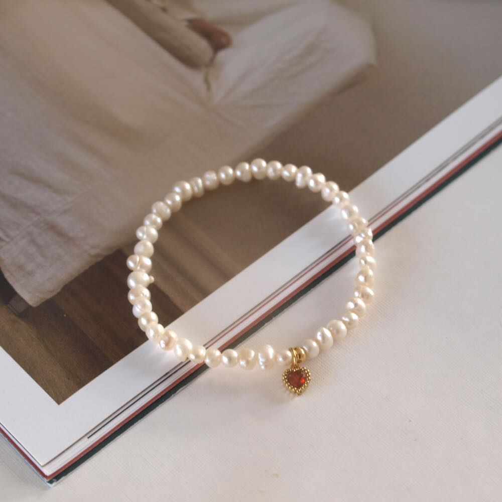 widaro armband sweet pearls heart (kies je kleur)