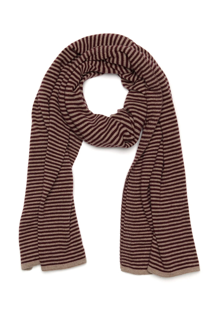 sjaalmania cosy chic stripes burgundy soft taupe