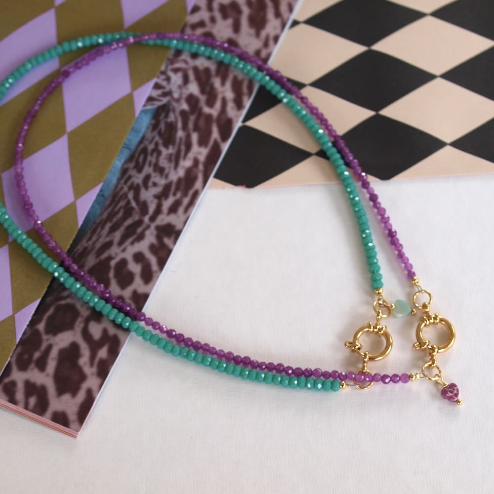 widaro halflange ketting turquoise/ purple (kies je kleur)