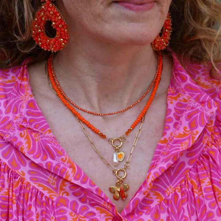 widaro ketting orange/red beads