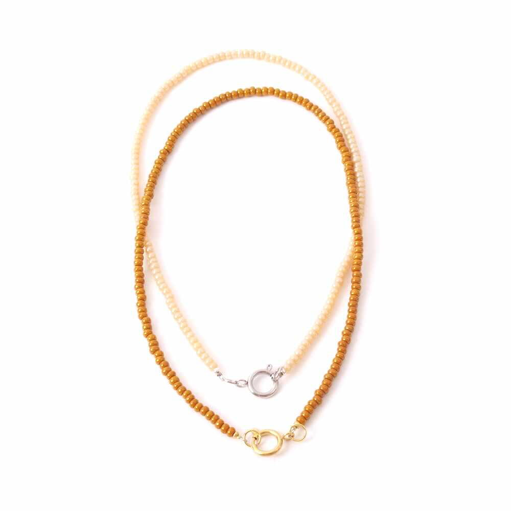 widaro ketting cognac/ cream beads