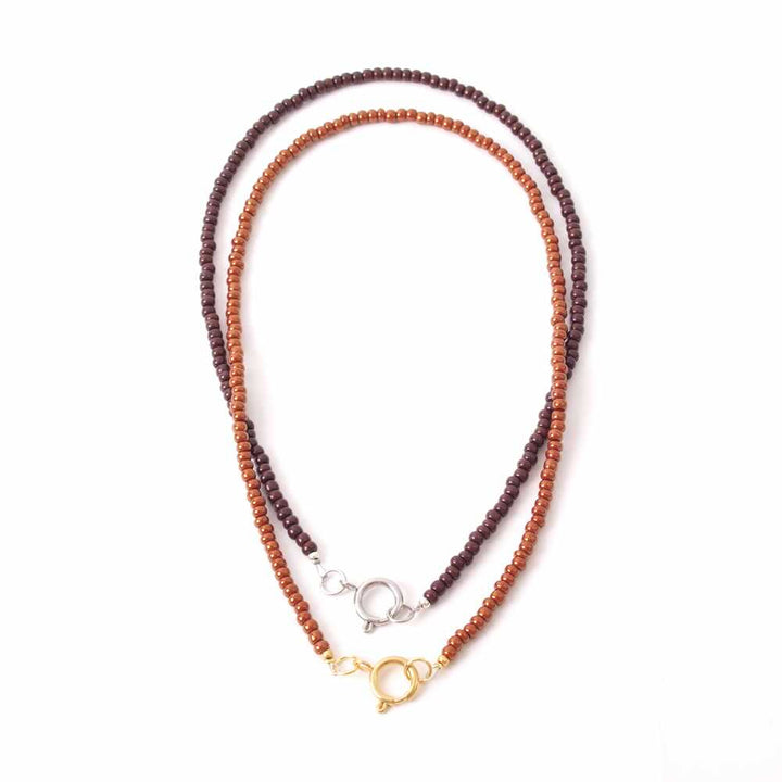 widaro ketting brown shiny/ dark brown beads